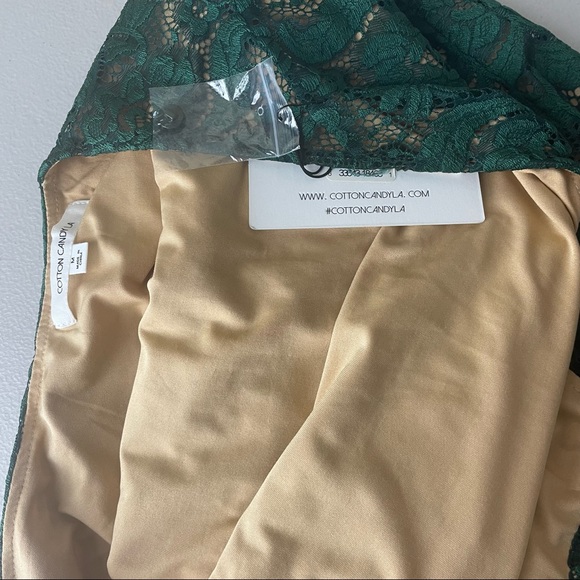 COTTON CANDY LA NWT HIGH NECK GREEN LACE MINI DRESS MEDIUM - Picture 5 of 6